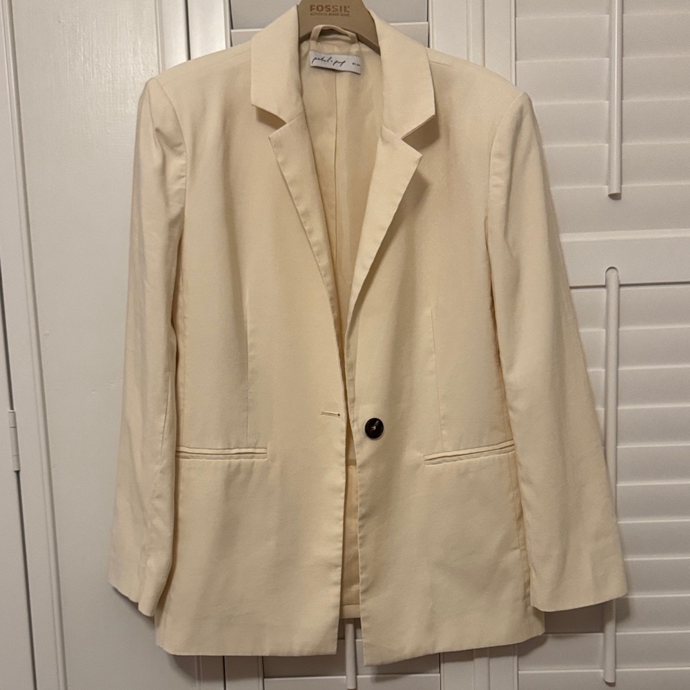 Petal & Pup Cream Single-Button Notch Lapel Blazer